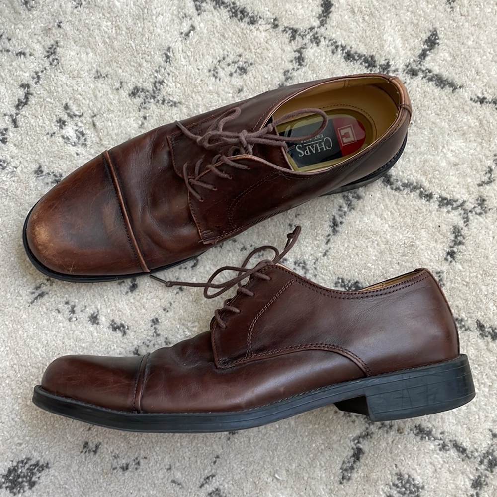 (Chaps) Men’s Brown Leather Cap Toe Oxford Shoes